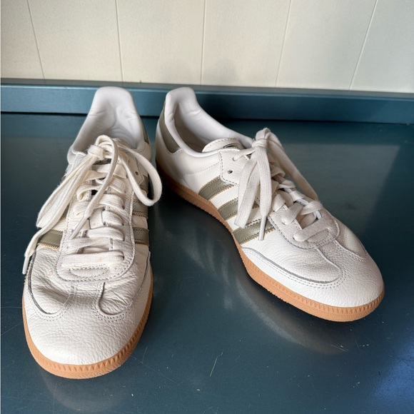 Adidas Samba OG White and Wonder Gold Metallic Shoes - Picture 3 of 7